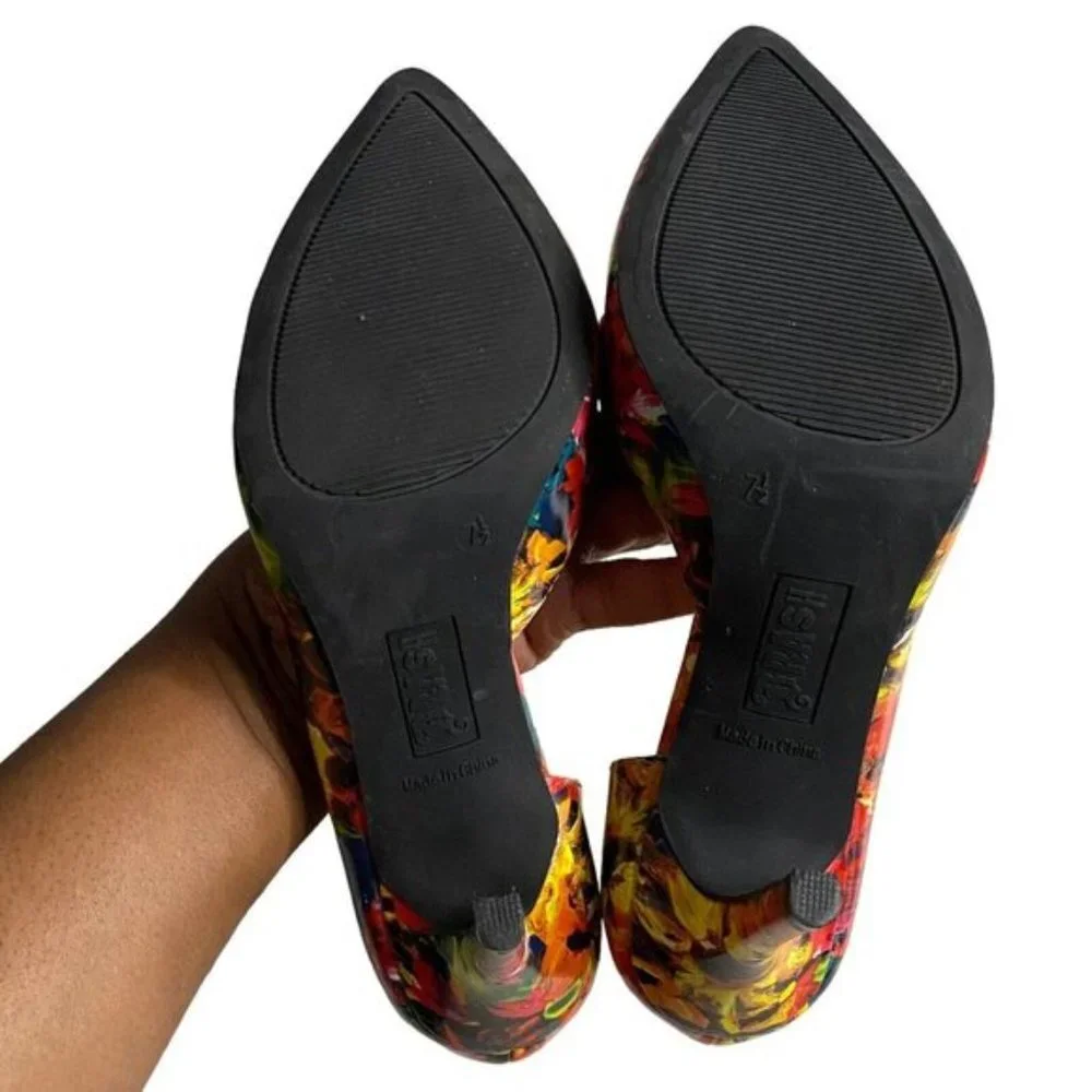 Thrash Women's Bright Floral Print Pointed Toe Heels Size 7.5